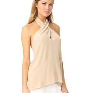 THEORY new cream ivory sexy sleeveless 100% silk Ertil B halter top blouse